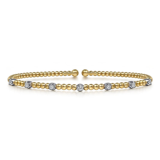 14K White-Yellow Gold Bujukan Diamond Stations Bangle BG4436-62M45JJ