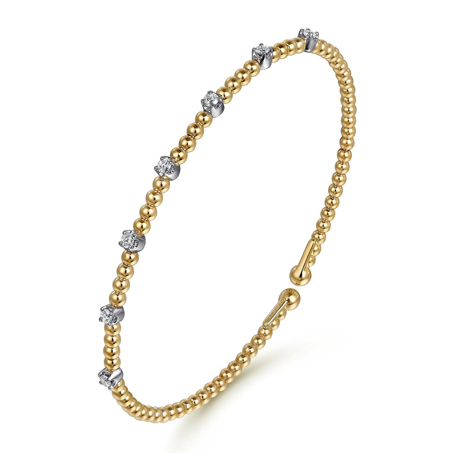 14K White-Yellow Gold Bujukan Diamond Stations Bangle BG4436-62M45JJ