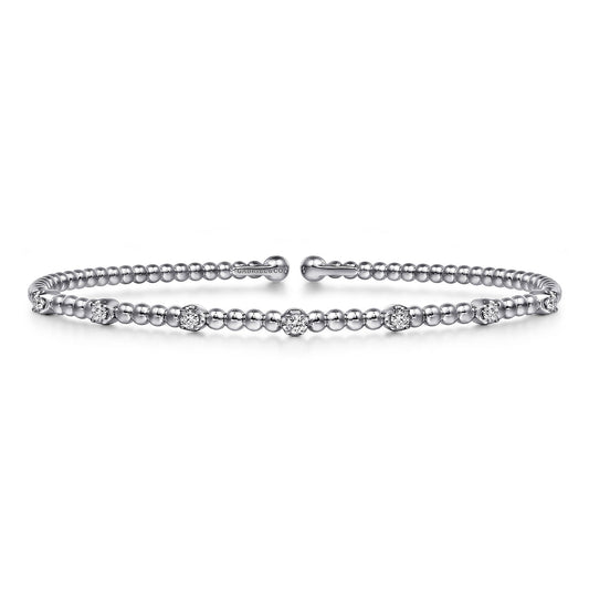 14K White Gold Bujukan Diamond Stations Bangle BG4436-62W45JJ