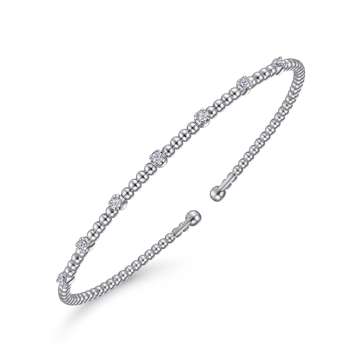 14K White Gold Bujukan Diamond Stations Bangle BG4436-62W45JJ