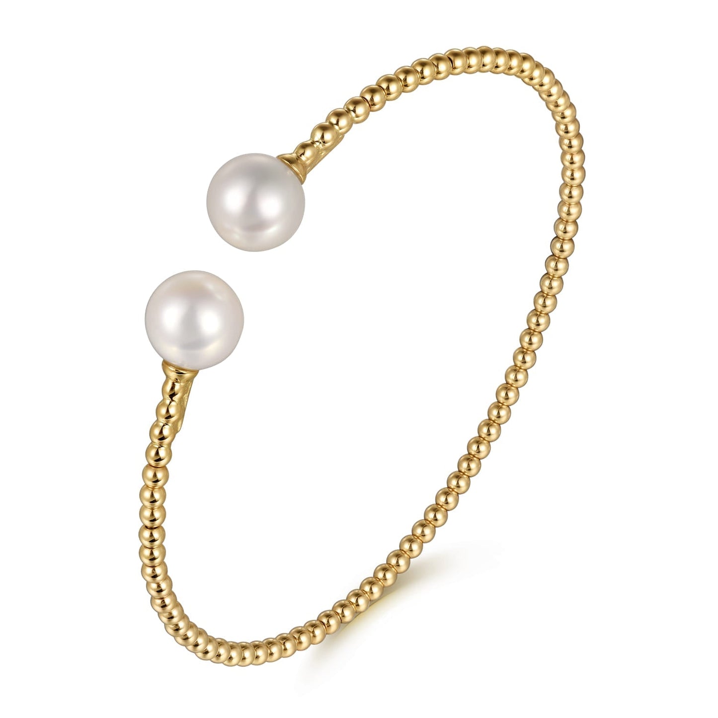 14K Yellow Gold Bujukan Pearls Split Bangle BG4475-6Y4JPL - Dejaun Jewelers