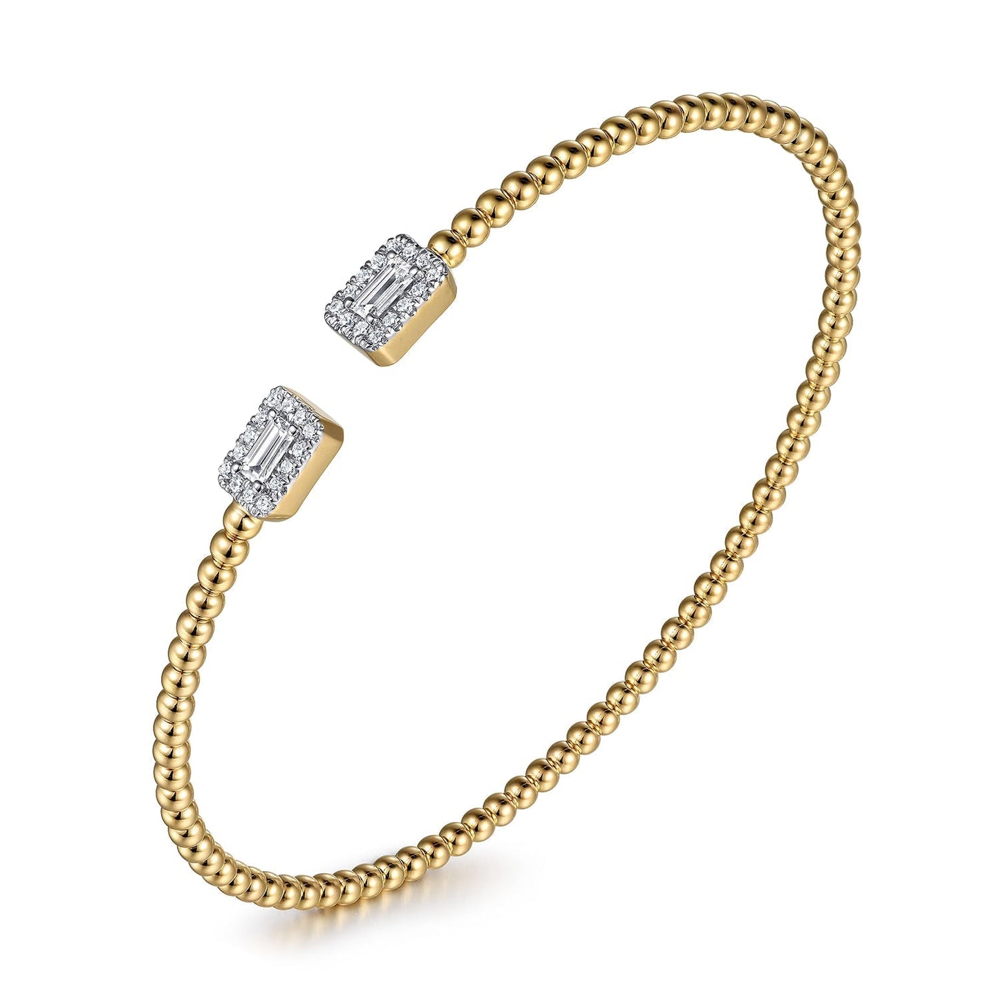 14K Yellow Gold Bujukan Open Cuff Bracelet with Diamond Baguettes BG4711-62Y44JJ