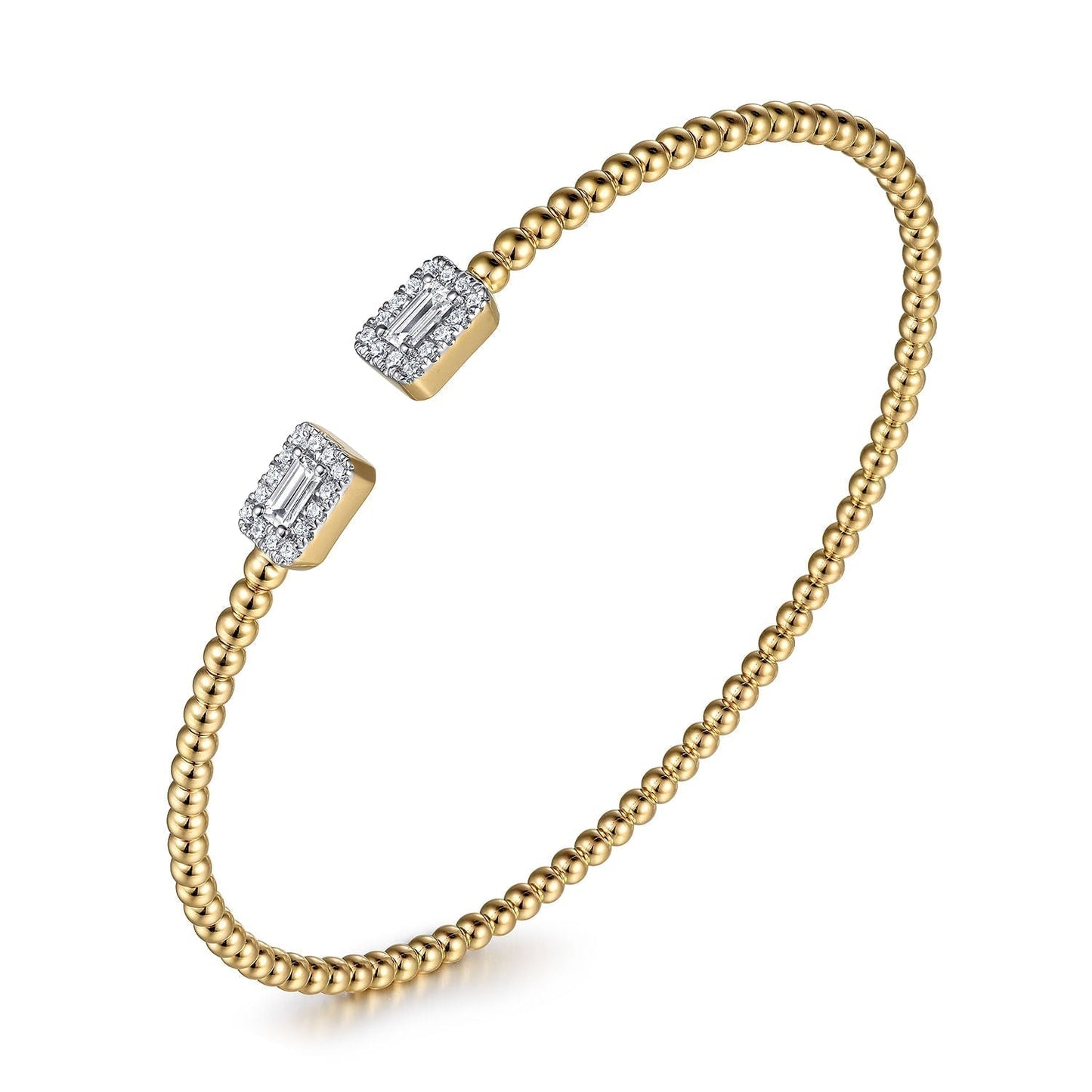 14K Yellow Gold Bujukan Open Cuff Bracelet with Diamond Baguettes BG4711-62Y44JJ
