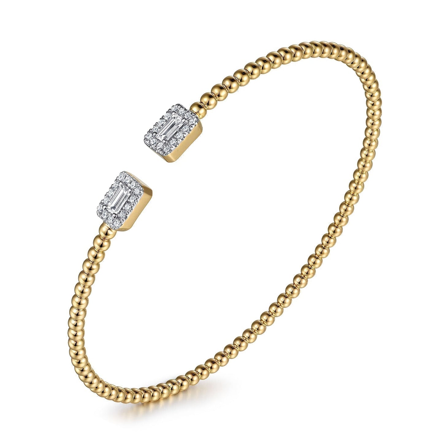 14K Yellow Gold Bujukan Open Cuff Bracelet with Diamond Baguettes BG4711-62Y44JJ