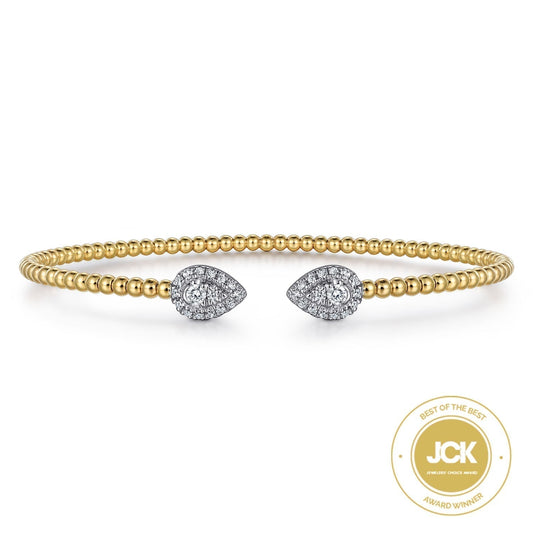 14K White and Yellow Gold Diamond Pear Shape Bujukan Bangle BG4774-62M45JJ