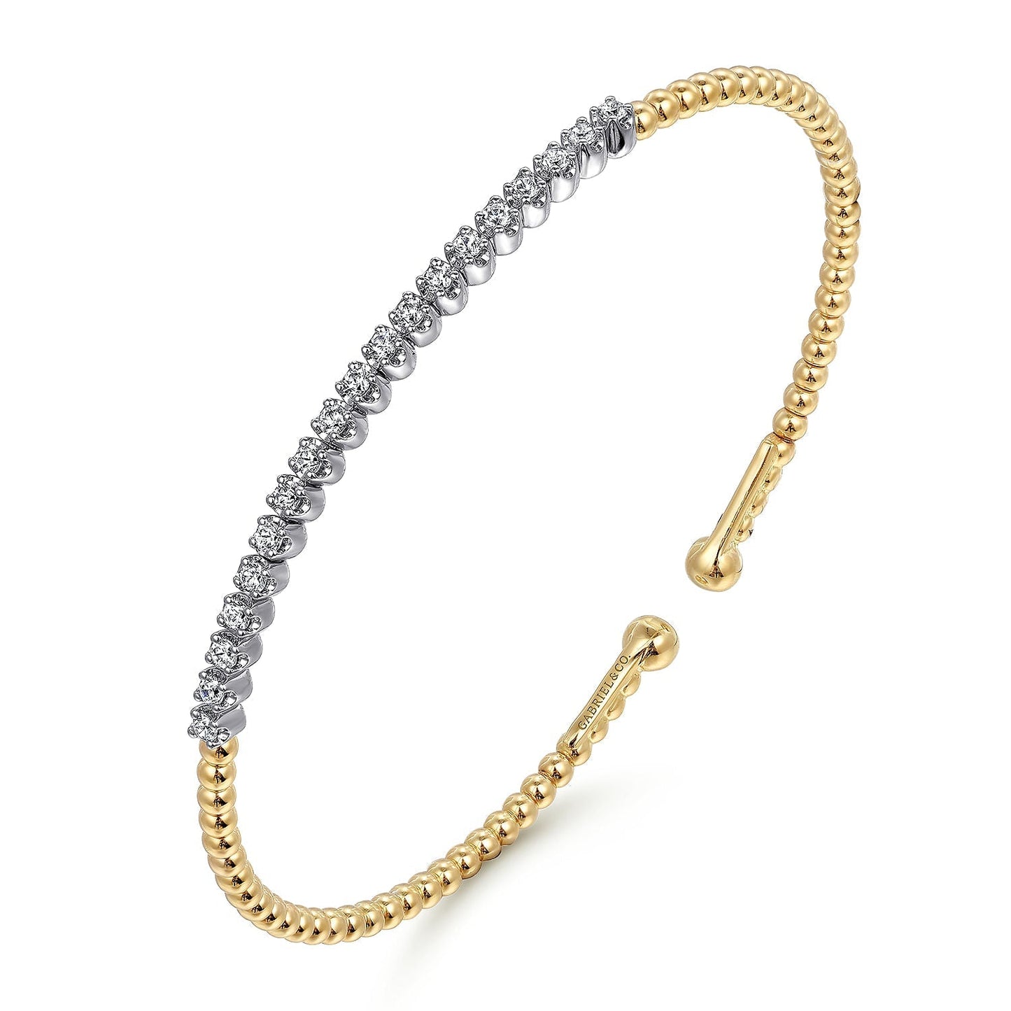 14K White-Yellow Gold Bujukan Diamond Cuff Bracelet BG4781-62M45JJ