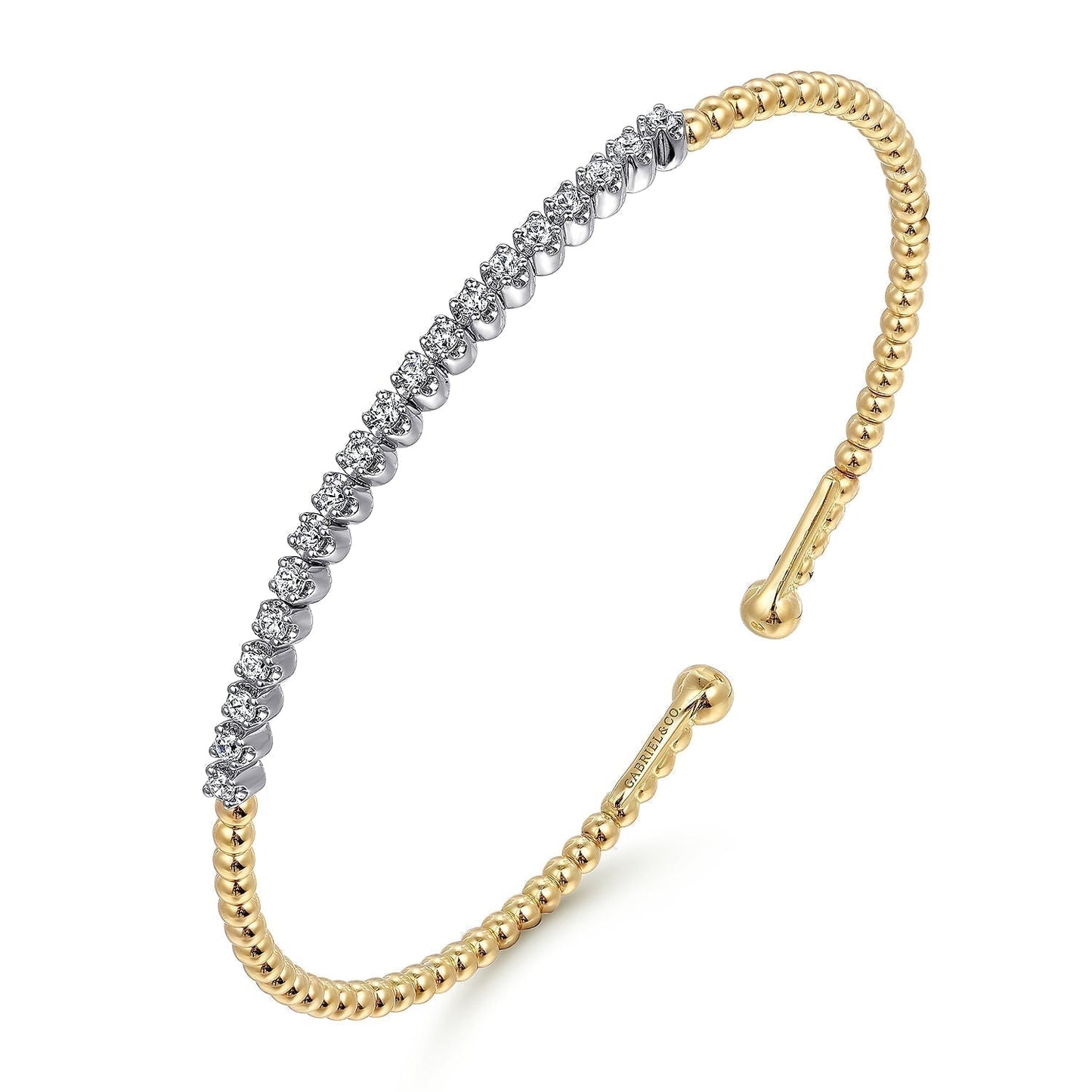 14K White-Yellow Gold Bujukan Diamond Cuff Bracelet BG4781-62M45JJ