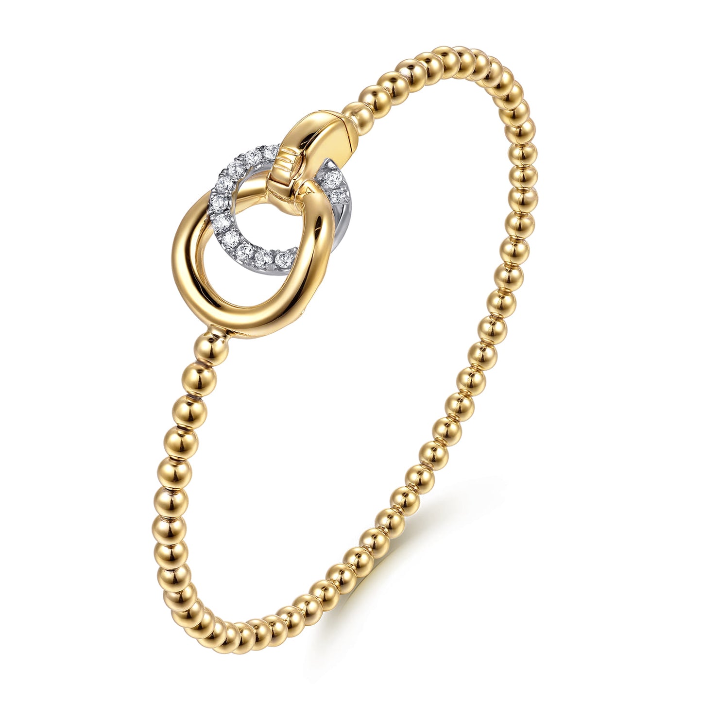 14K White & Yellow Gold Bujukan and Diamond Double Circle Bangle Bracelet BG5178-62M45JJ