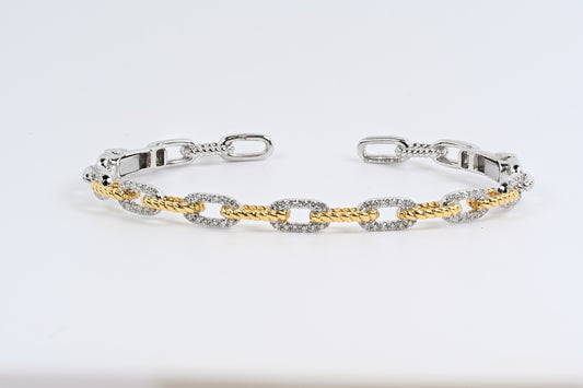 18K bicolor rope bracelet with diamonds