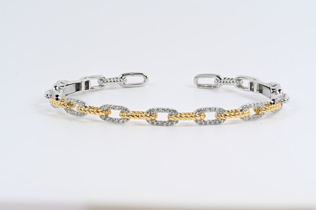 18K bicolor rope bracelet with diamonds