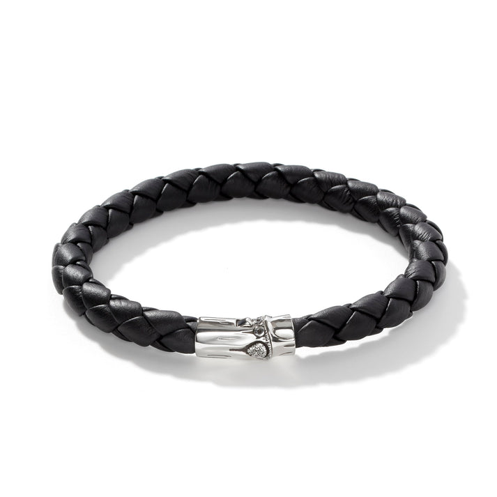 Leather Bamboo Station Bracelet, Silver|BM5161BL