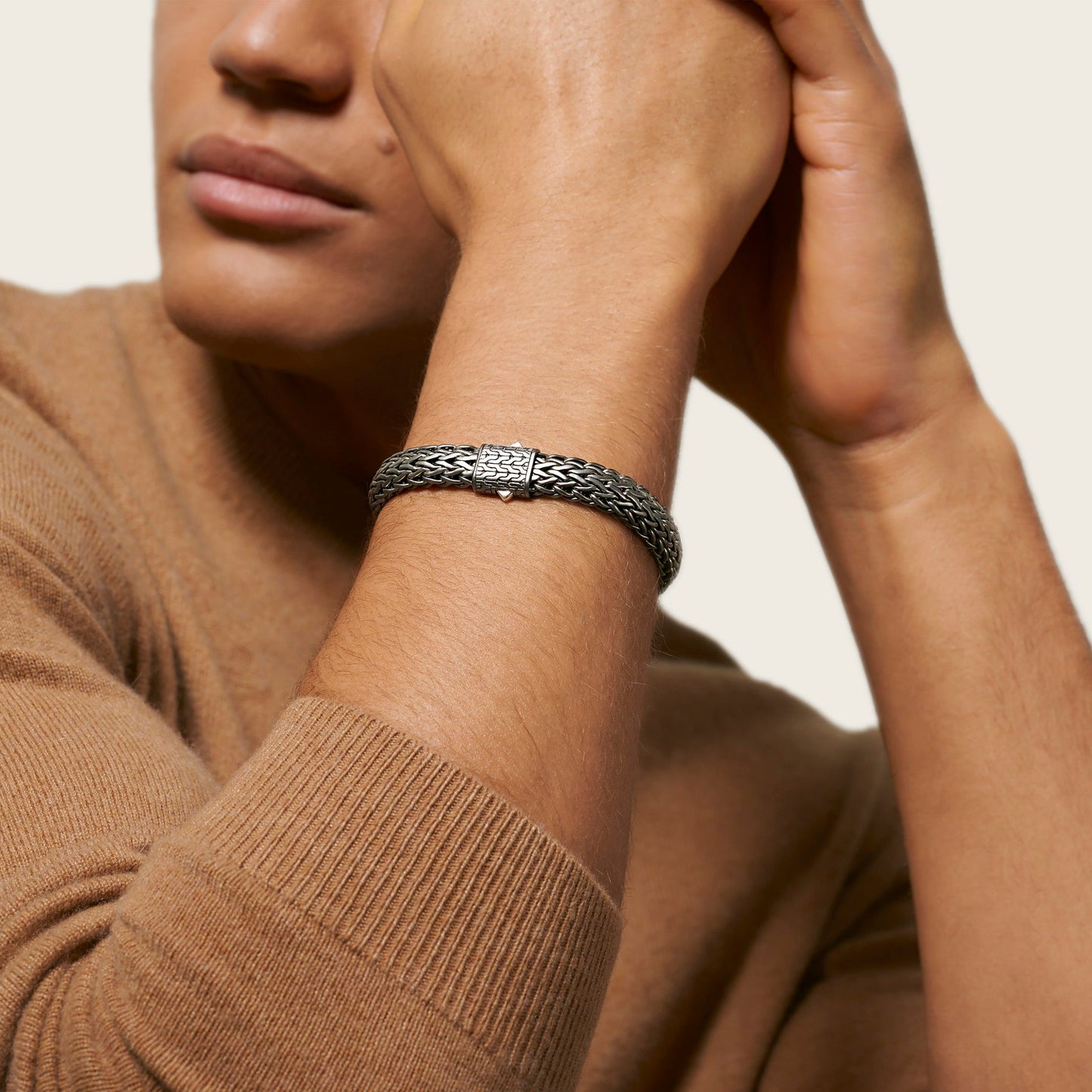 John Hardy Icon Flat Bracelet, Dark Silver, 11MM BM99795MBRD