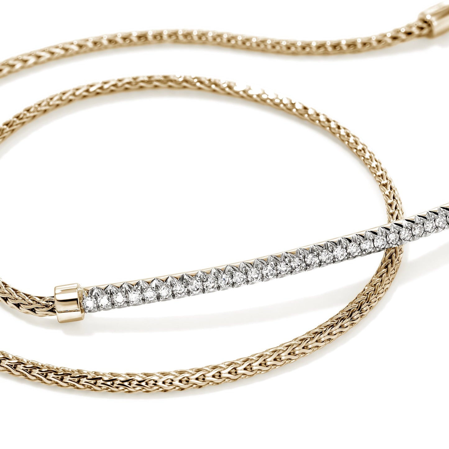 John Hardy JH Essential Pavé Wrap Bracelet, Gold, Diamonds, 1.8MM BUGGX987852DI