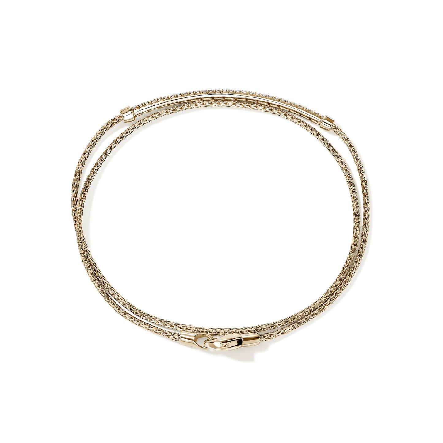 John Hardy JH Essential Pavé Wrap Bracelet, Gold, Diamonds, 1.8MM BUGGX987852DI