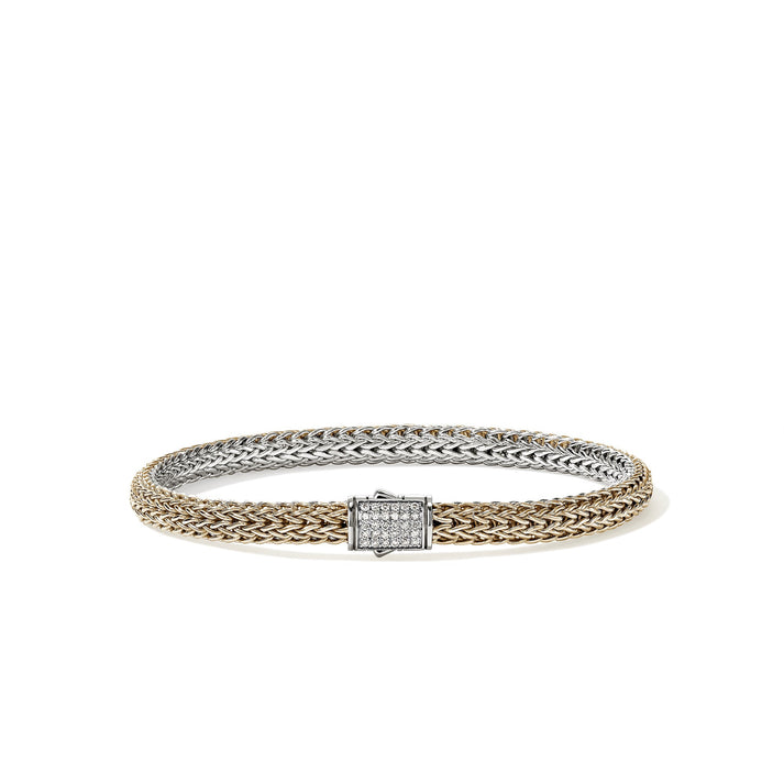 Icon Bracelet, Reversible, Gold, Sterling Silver, Diamonds, 5MM|BUZZP9900962RVDI