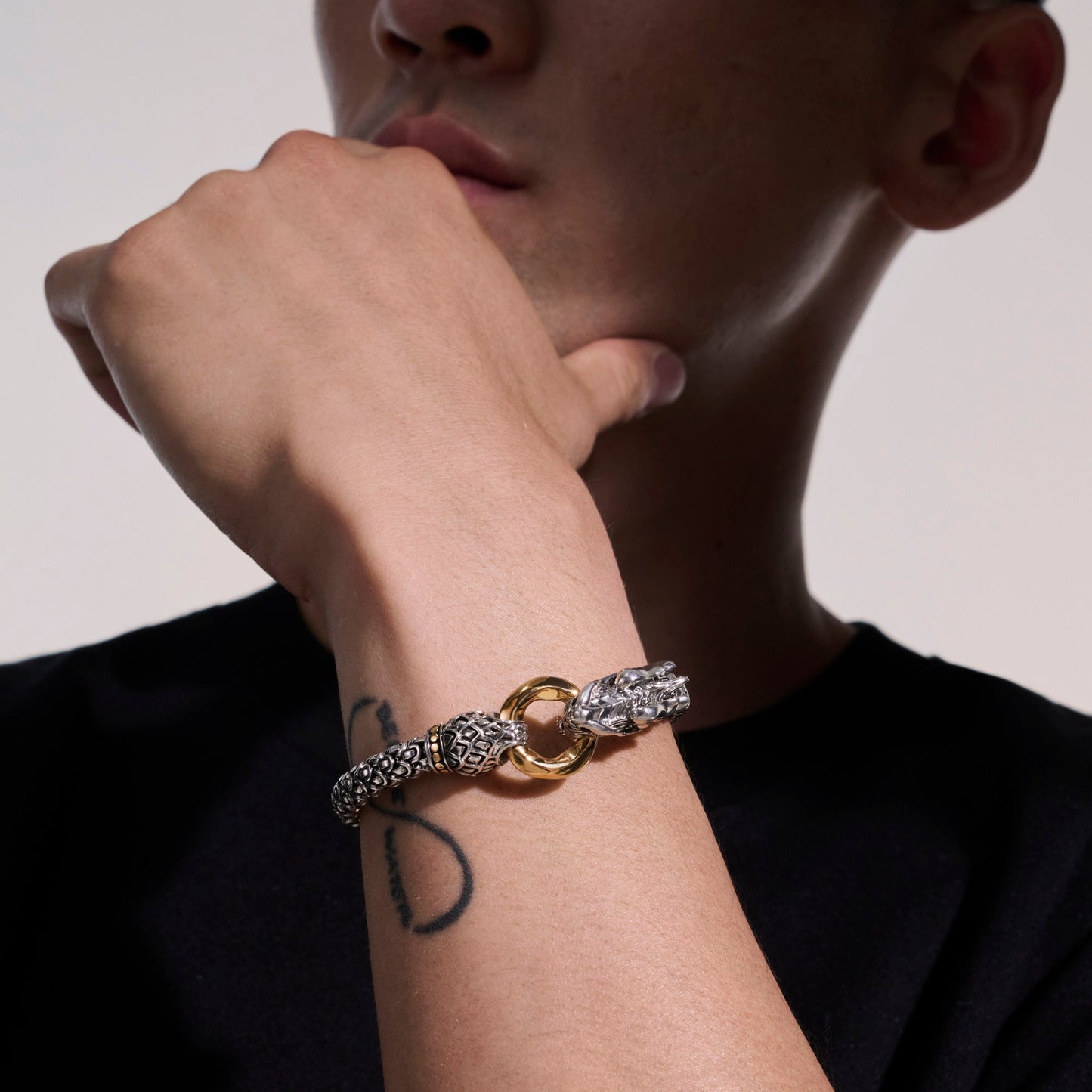 John Hardy Naga Bracelet, Gold, Sterling Silver, 6MM BZ65032
