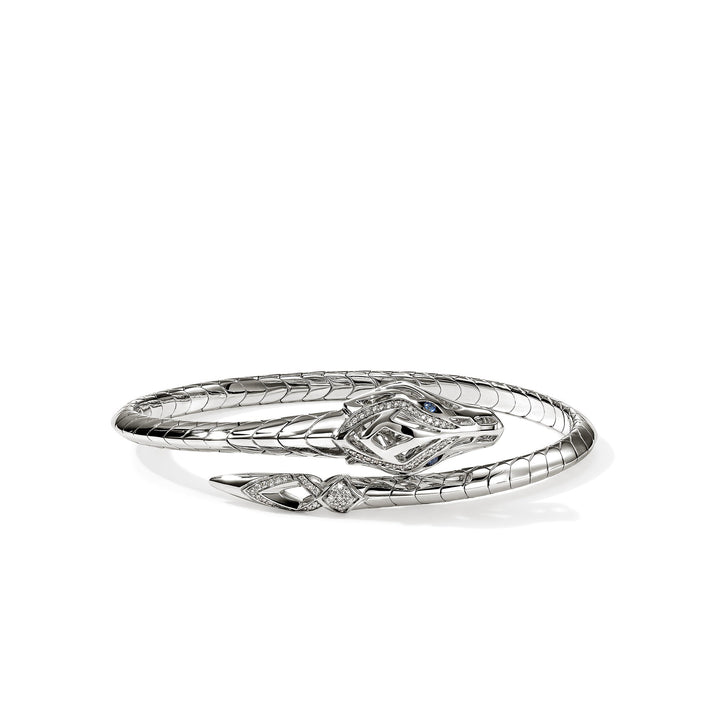 Naga Flex Cuff, Sterling Silver, Diamonds, Blue Sapphires|CBP603682BSPDI