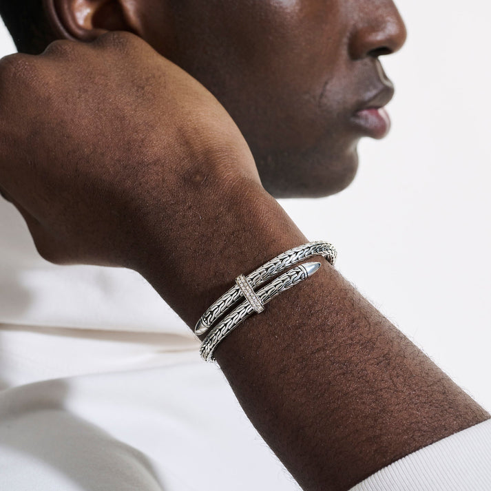 John Hardy Spear Flex Cuff, Sterling Silver, Diamonds CBP9011072DI