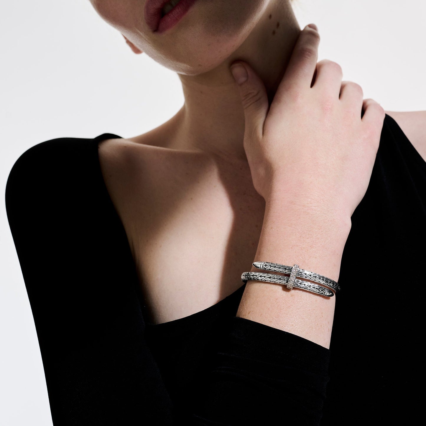 John Hardy Spear Flex Cuff, Sterling Silver, Diamonds CBP9011072DI