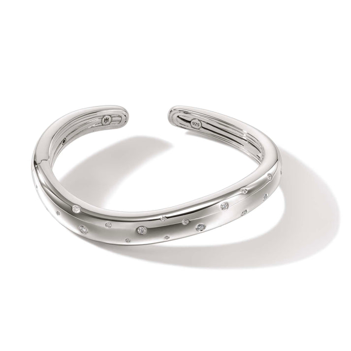 Surf Hinged Cuff, Silver, Diamonds|CBP9011172DI