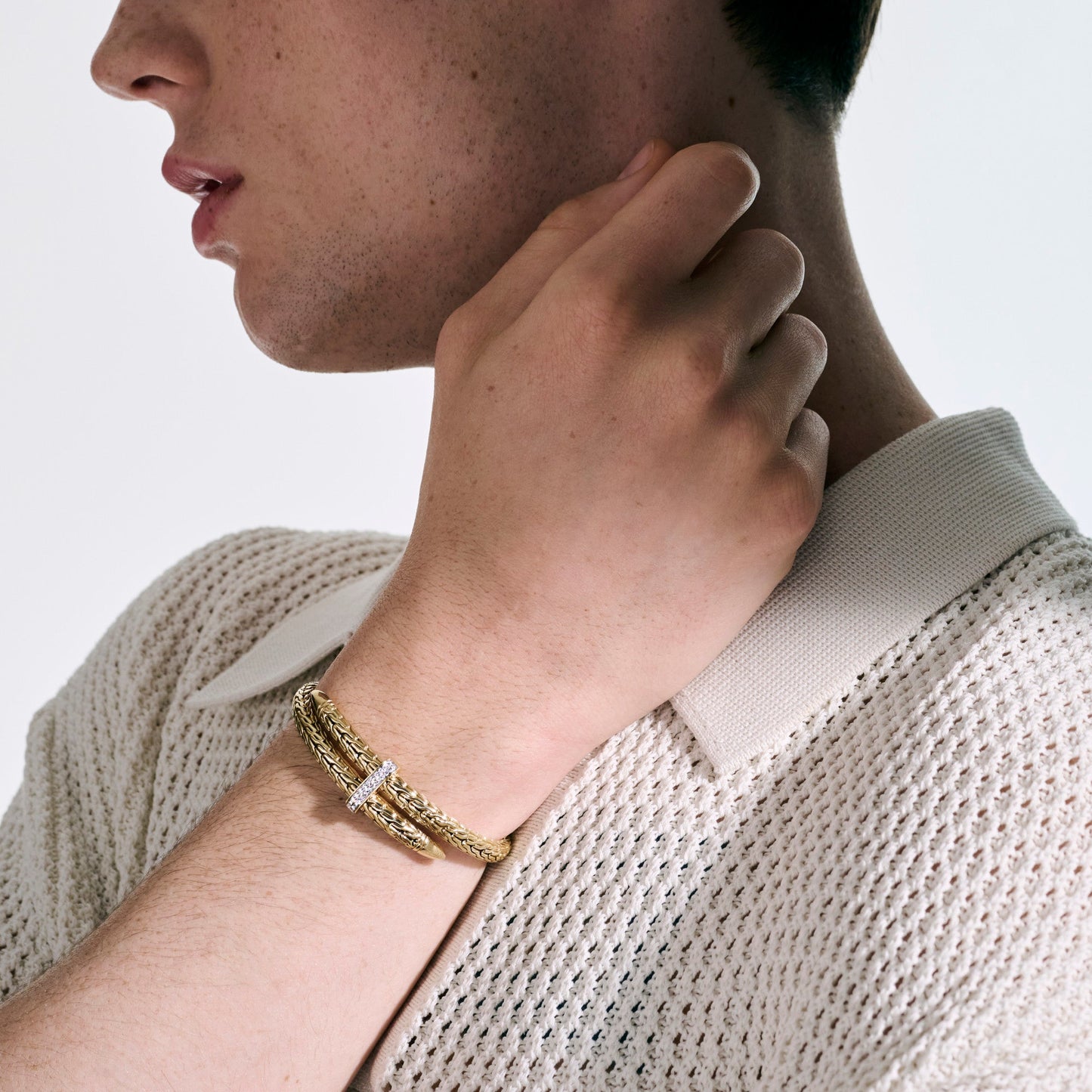 John Hardy Spear Flex Cuff, Gold, Diamonds CGGX9011072DI