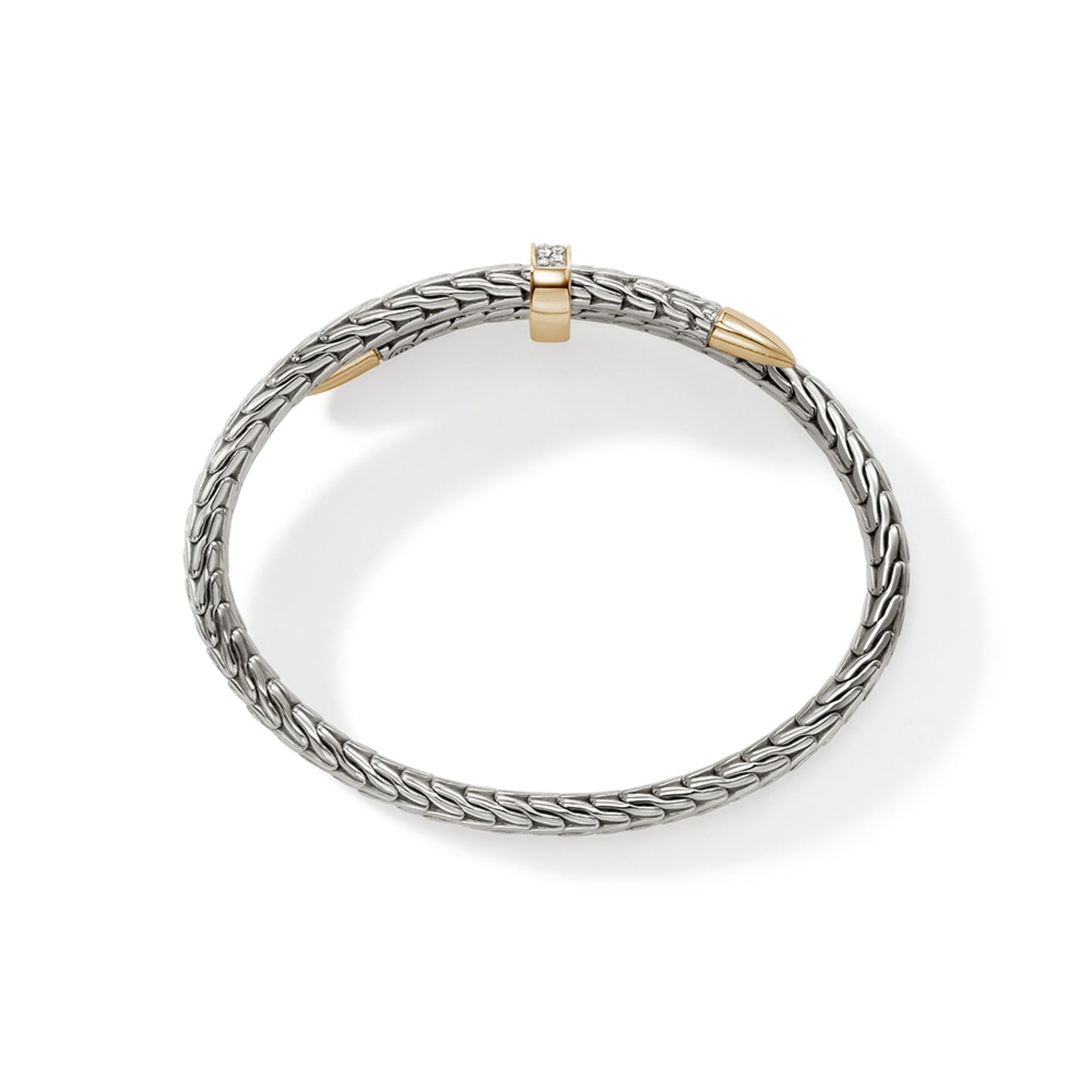 John Hardy Spear Flex Cuff, Silver, Gold, Diamonds CZZP90110722DI