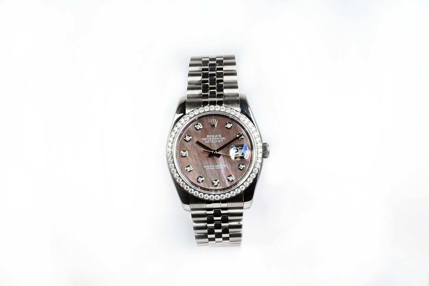 Pre-Owned Rolex Black Mother of Pearl and Diamond Dial