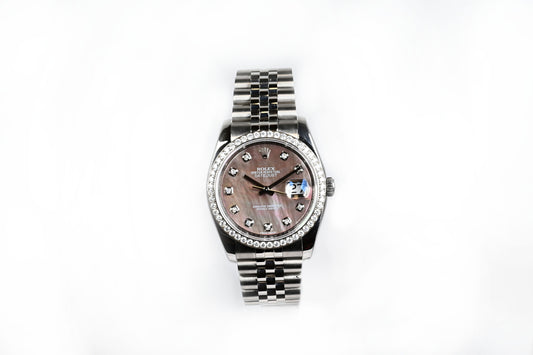 Pre-Owned Rolex Black Mother of Pearl and Diamond Dial