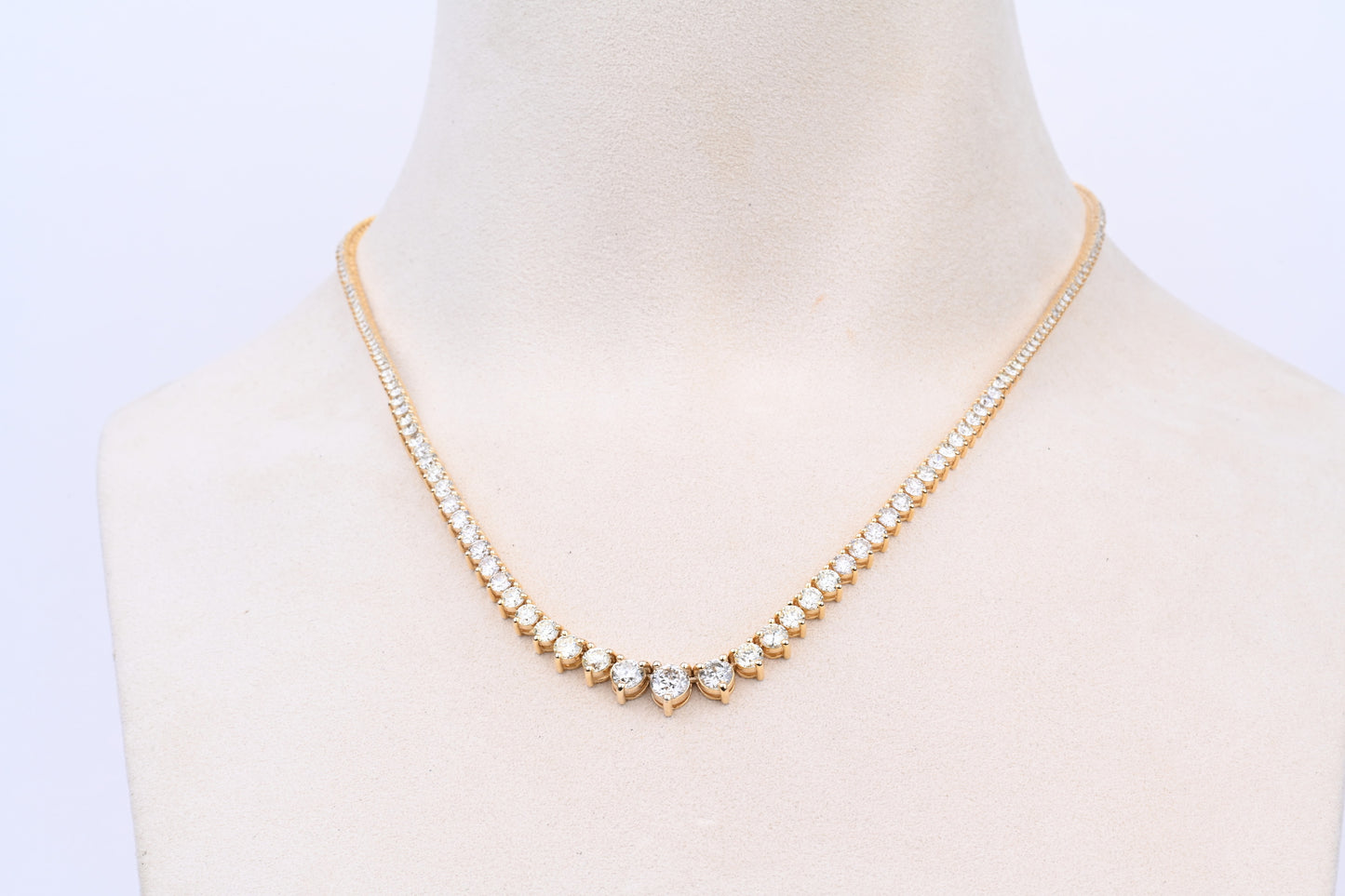 Diamond Tennis Necklace 3prongs 10.97ctw 14Ky