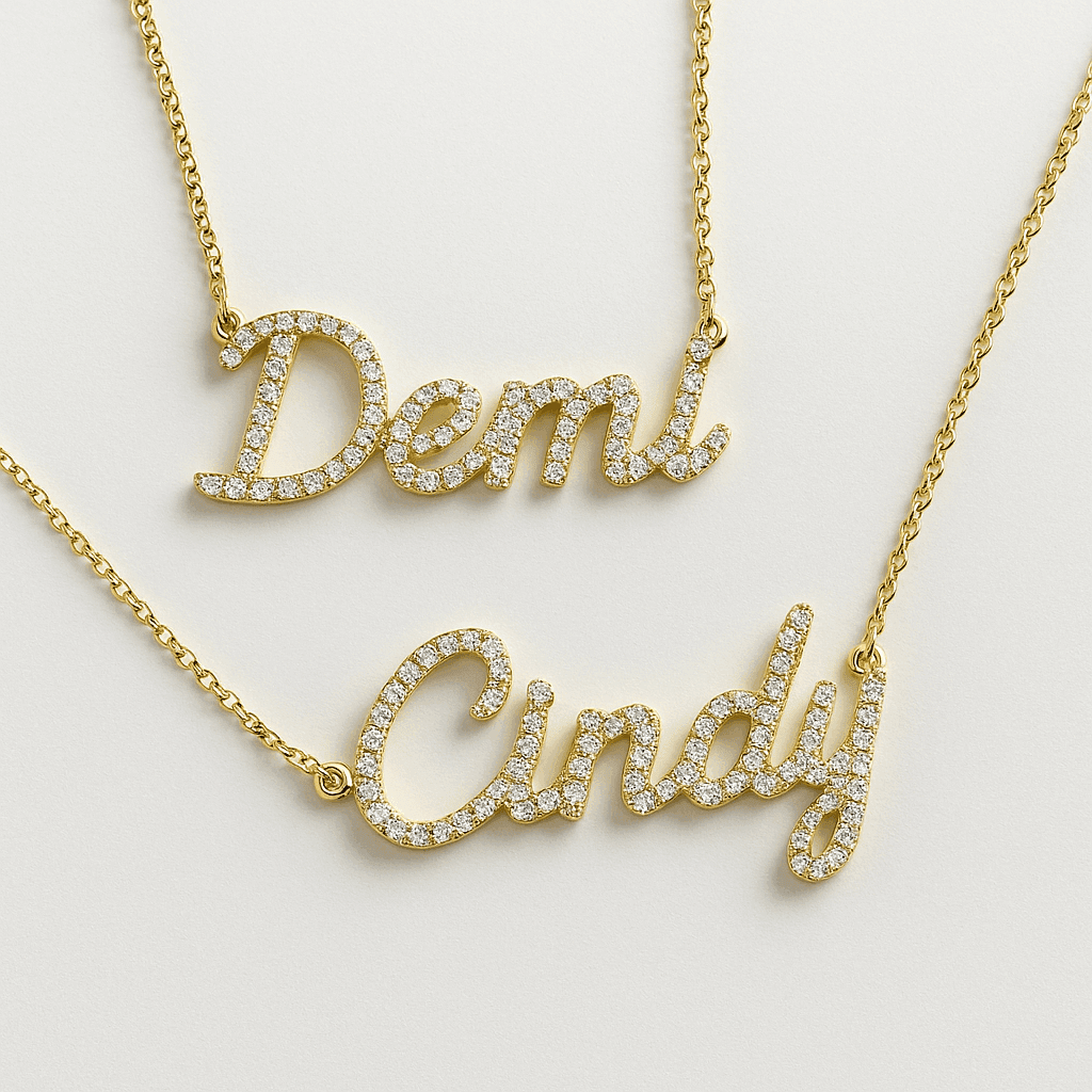 Custom Diamond Script Necklace