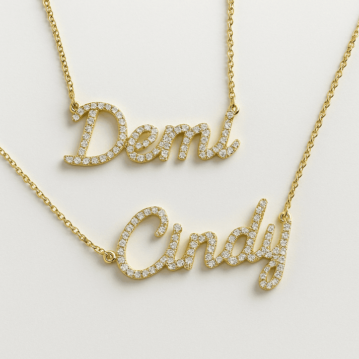 Custom Diamond Script Necklace