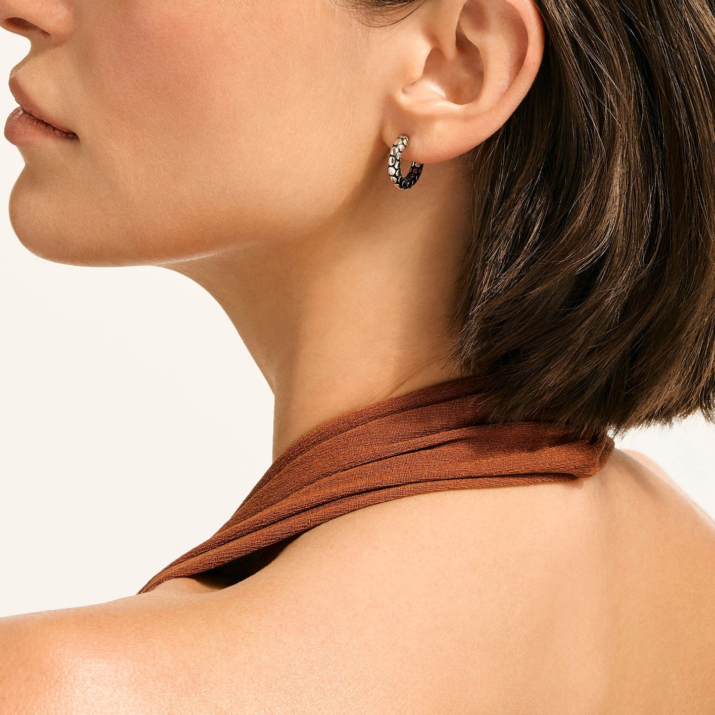 Dot Hoop Earrings, Sterling Silver, 15MM|EB30176