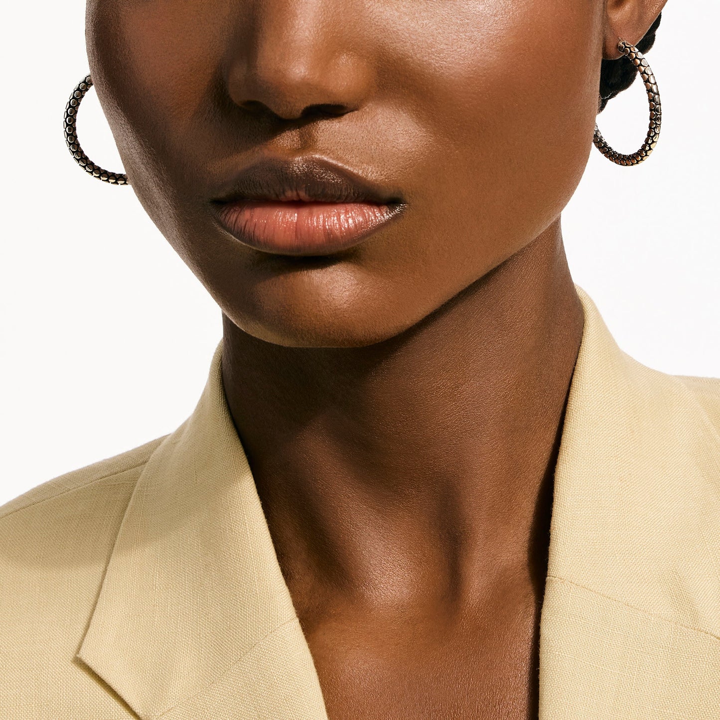 Dot Hoop Earrings, Sterling Silver, 37MM|EB30177