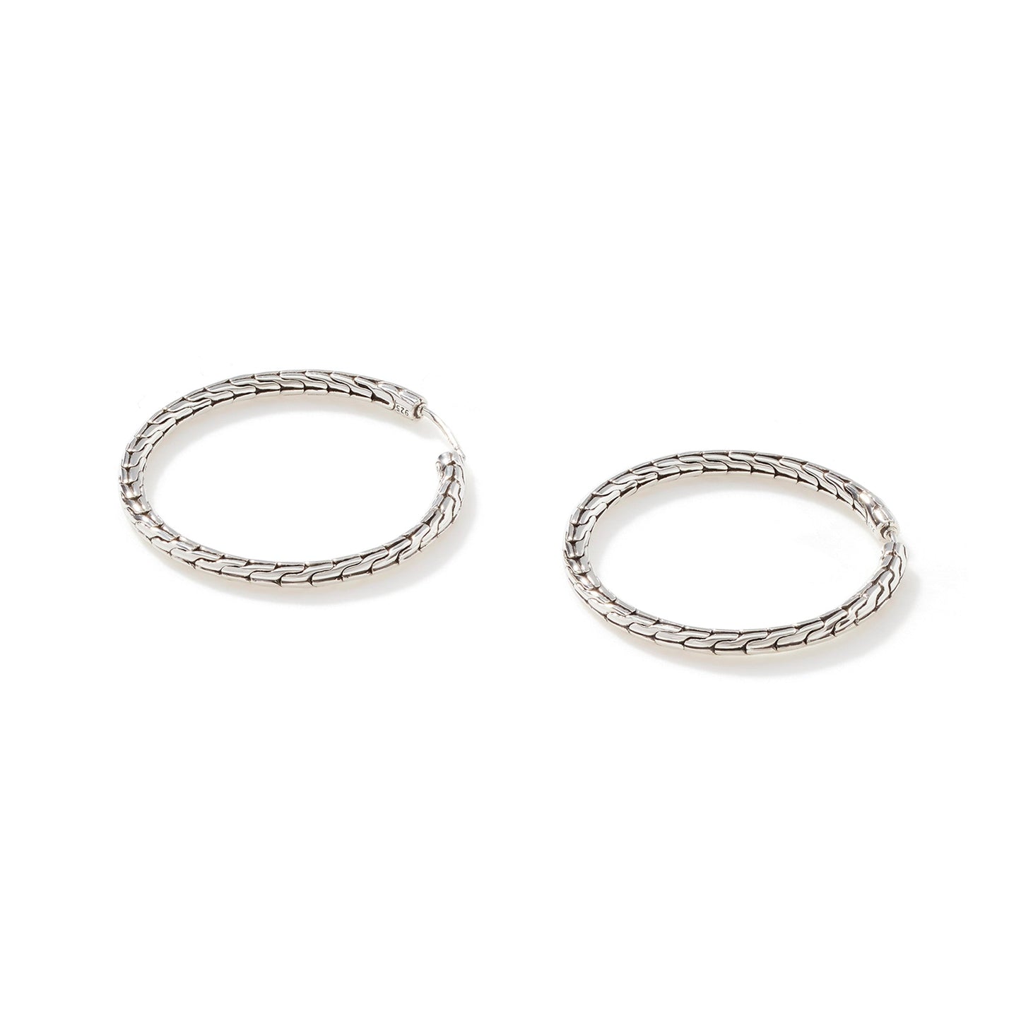 John Hardy Carved Chain Hoop Earring, Sterling Silver EB99254