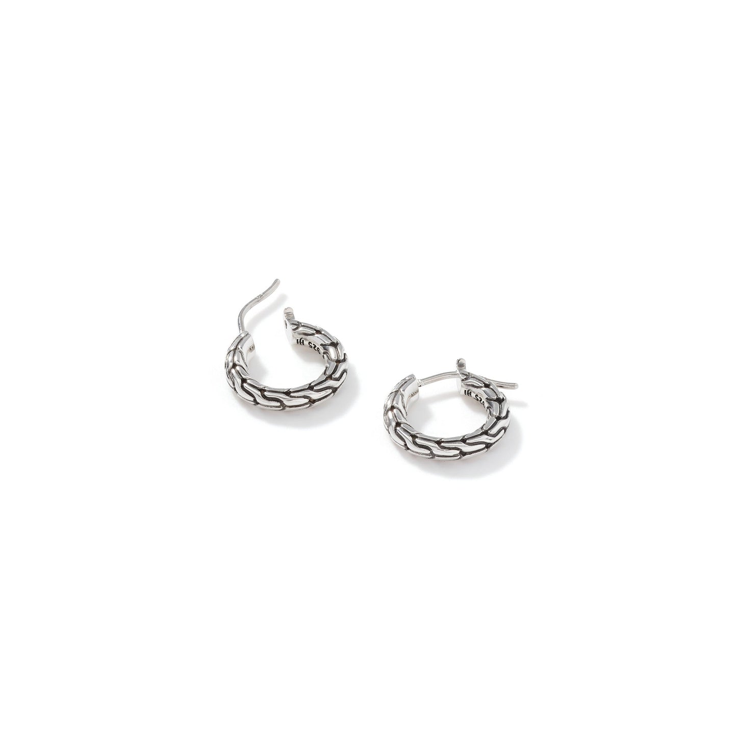 John Hardy Carved Chain Hoop Earring, Silver, Small EB999709