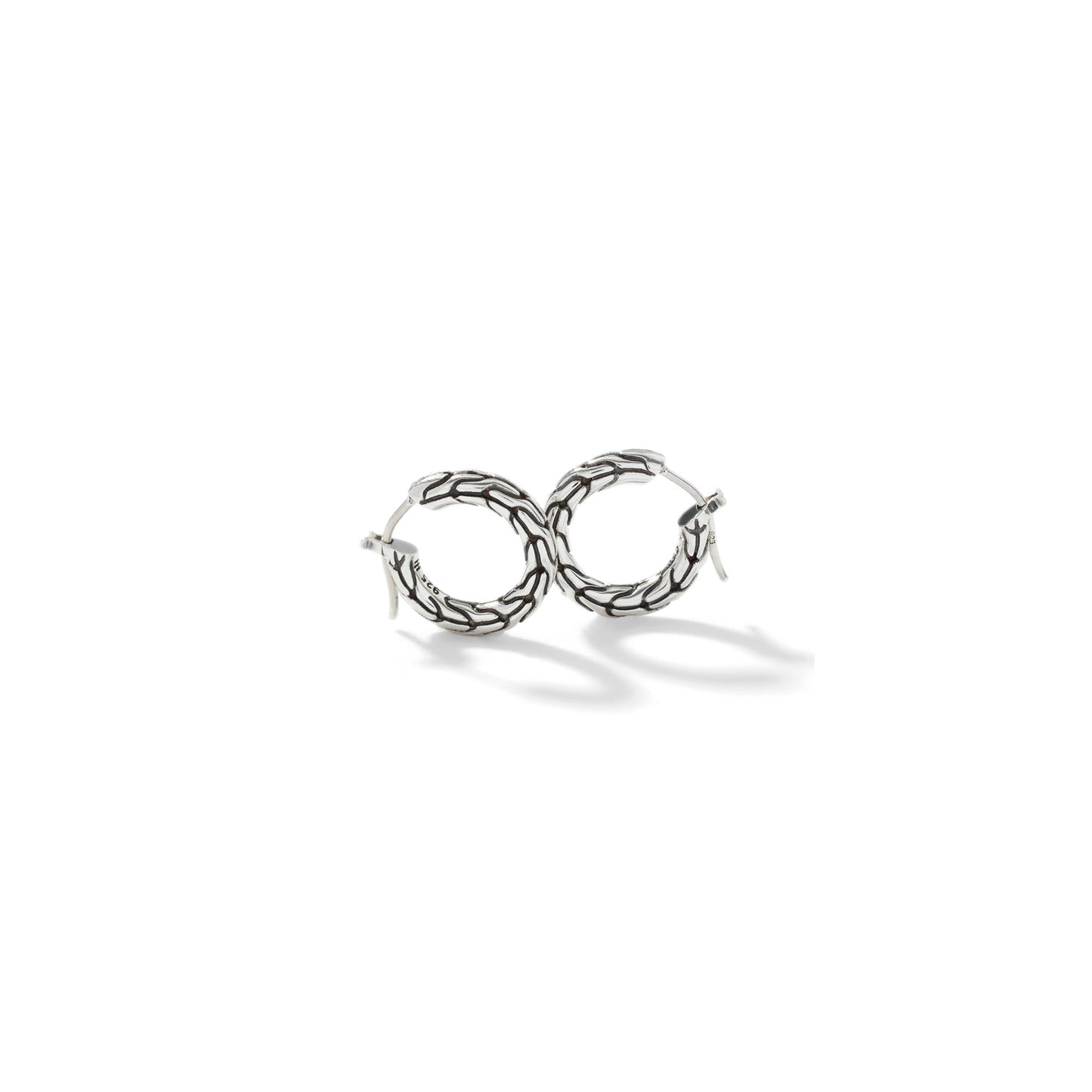 John Hardy Carved Chain Hoop Earring, Silver, Small EB999709