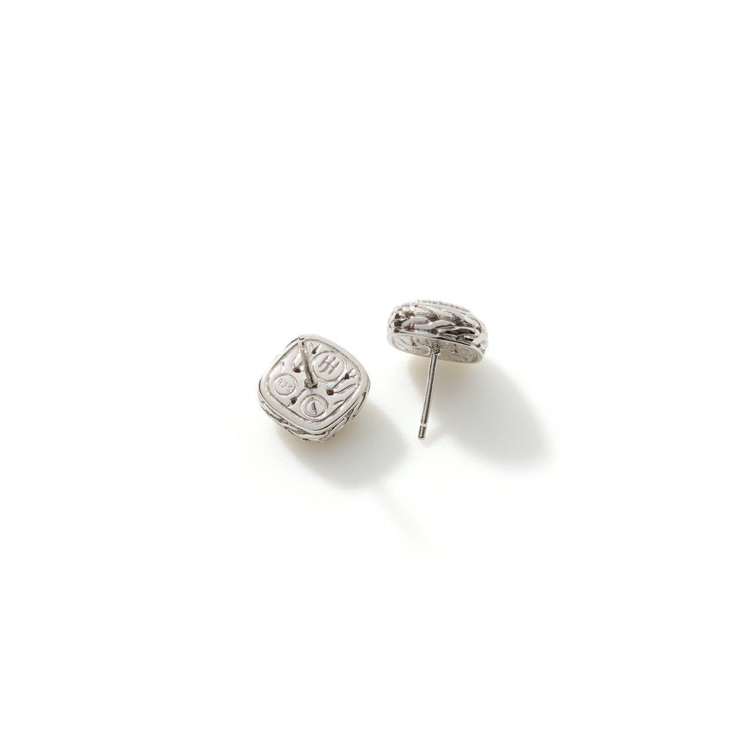 John Hardy Carved Chain Stud Earring, Silver, Diamonds EBP92372DI