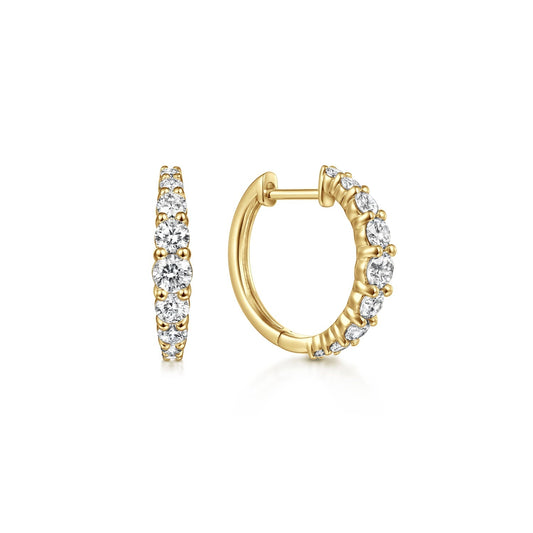 14K Yellow Gold 15mm Classic Diamond Huggies EG13647Y45JJ - Dejaun Jewelers