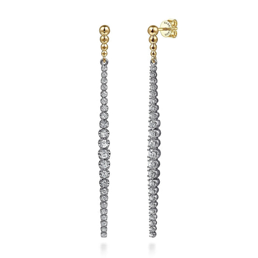 14K White&Yellow Gold Bujukan Diamond Stud Drop Earrings EG15310M45JJ