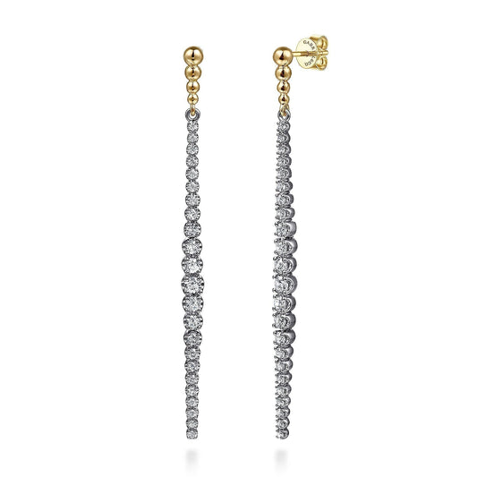 14K White&Yellow Gold Bujukan Diamond Stud Drop Earrings EG15310M45JJ
