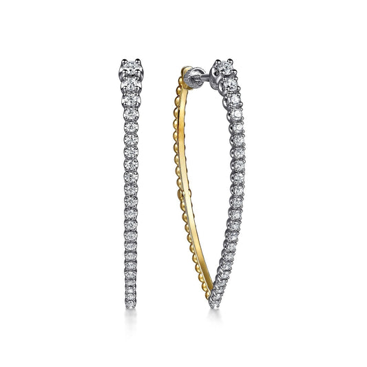 14K White & Yellow Gold Bujukan and Graduating Diamond Classic Hoop Earrings EG15314M45JJ - Dejaun Jewelers