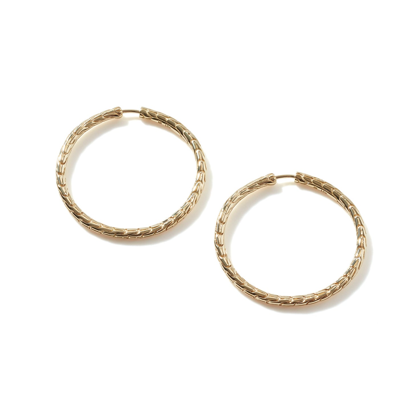 John Hardy Carved Chain Hoop Earring, Gold EG90475