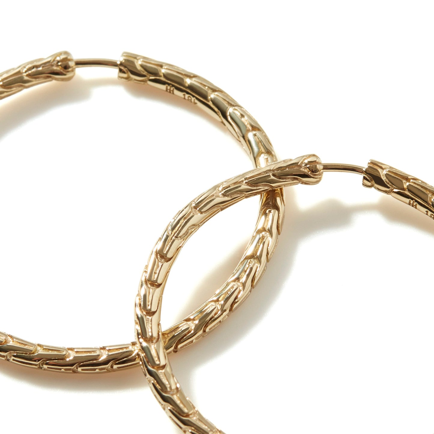 John Hardy Carved Chain Hoop Earring, Gold EG90475