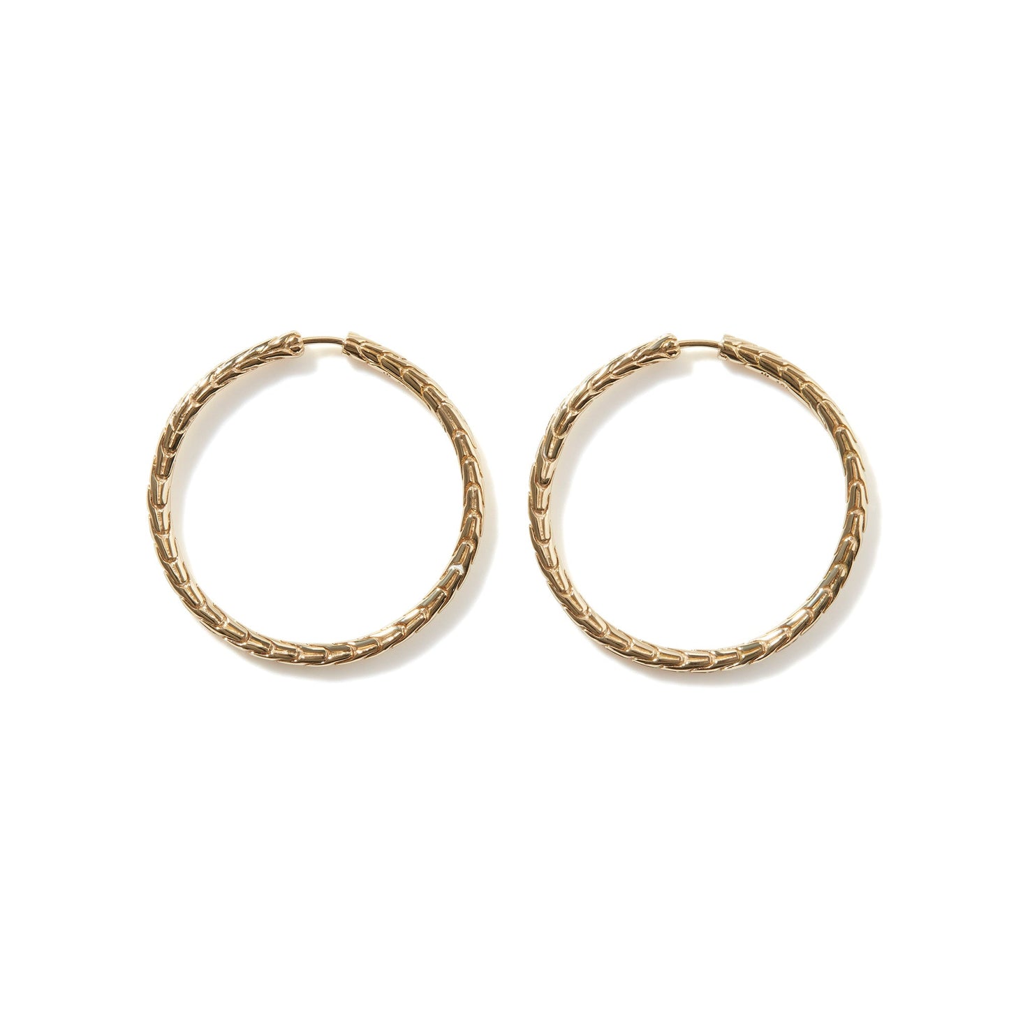John Hardy Carved Chain Hoop Earring, Gold EG90475