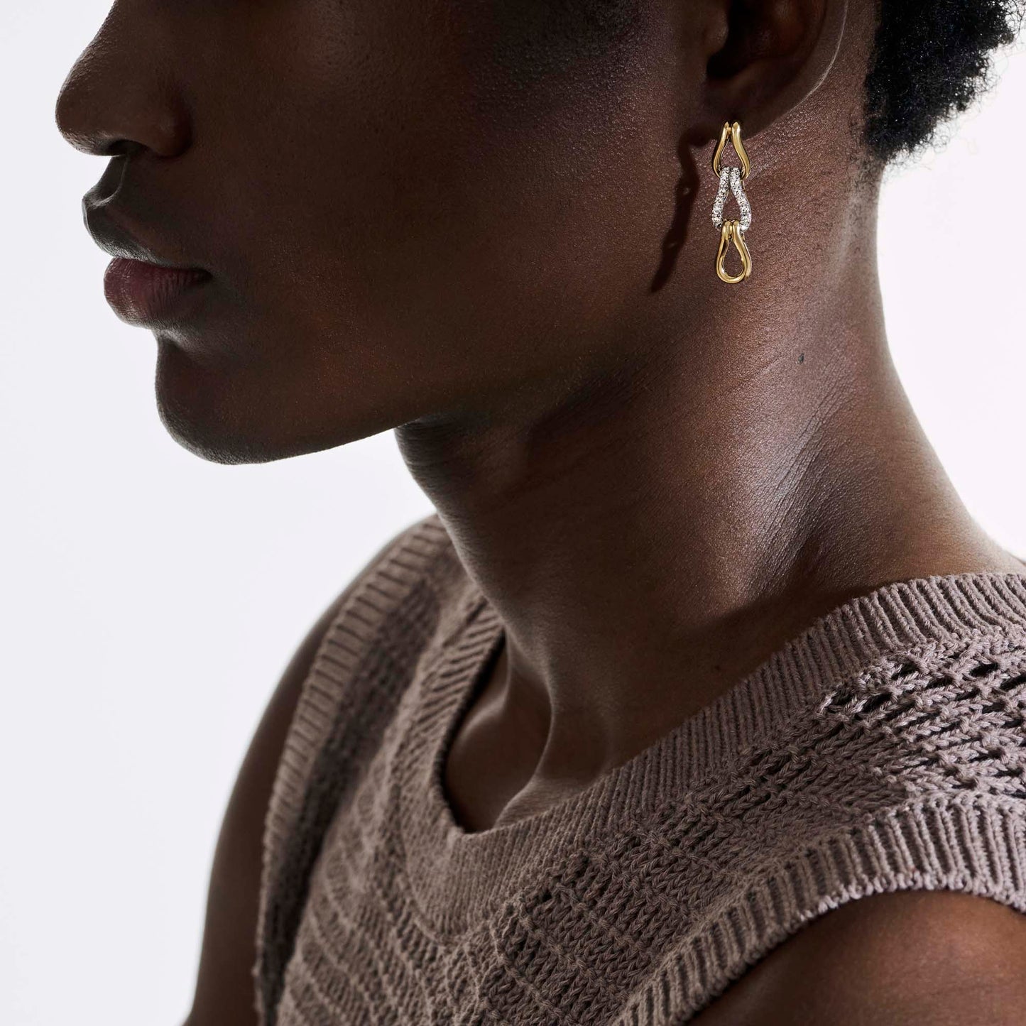 Surf Link Earrings, Gold, Diamonds|EGGX90117922DI