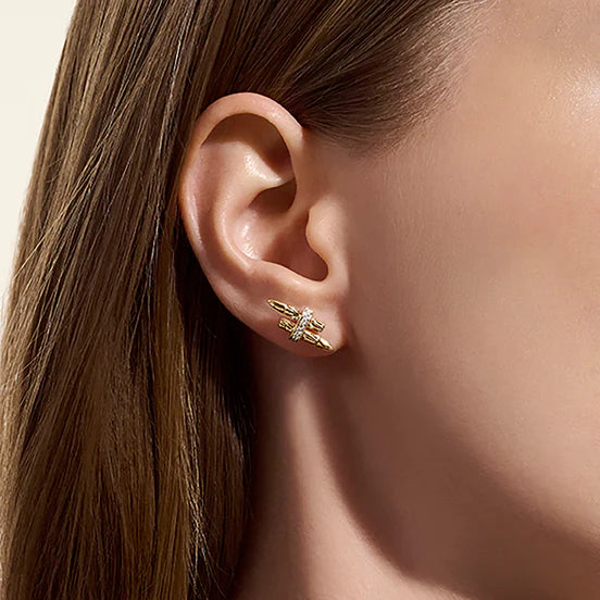 Spear Stud Earrings, Gold, Diamonds EGGX989562DI