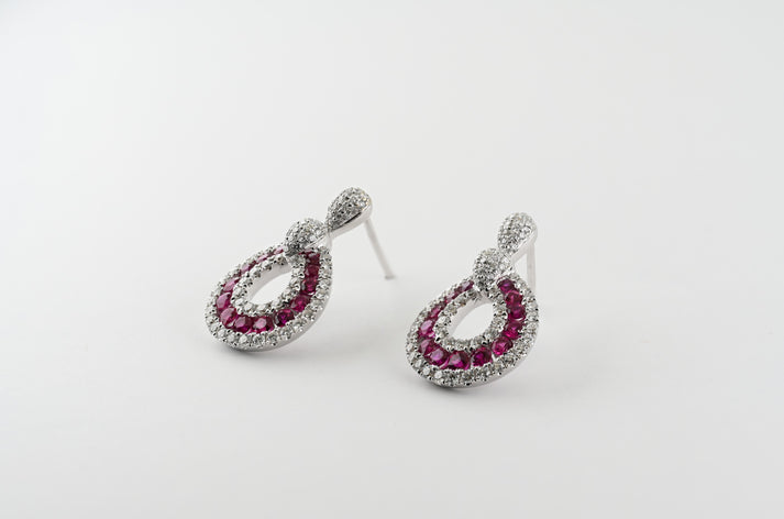 18Kw ruby and diamond earing
