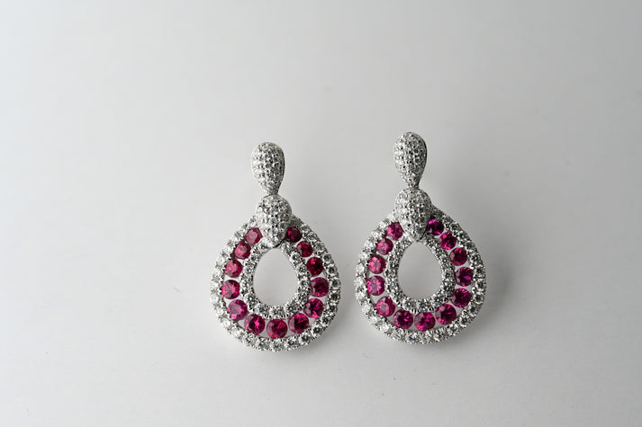 18Kw ruby and diamond earing