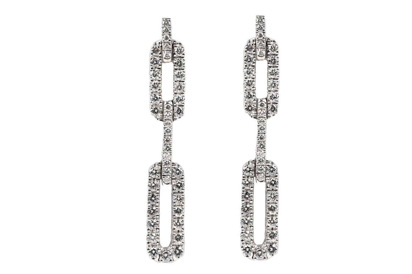 Diamond Paperclip Drop Earrings