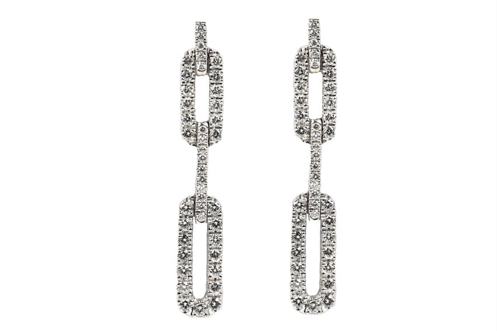 Diamond Paperclip Drop Earrings